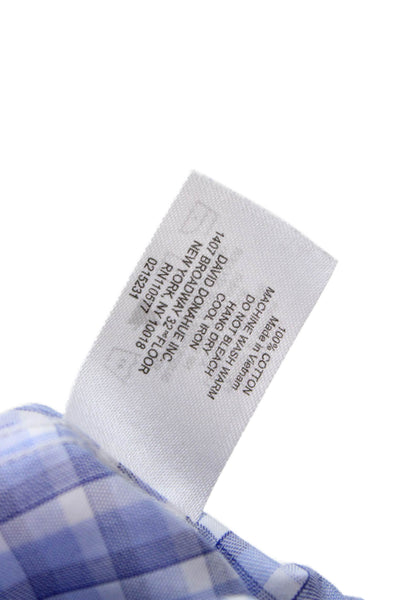 David Donahue Mens Plaid Collared Long Sleeve Button-Down Shirt Blue Size 32
