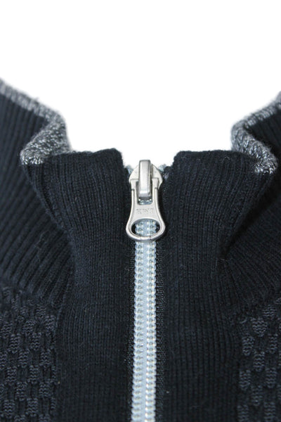 Robert Graham Men Full Zip High Neck Black Sweater Longsleeve Cotton Size M