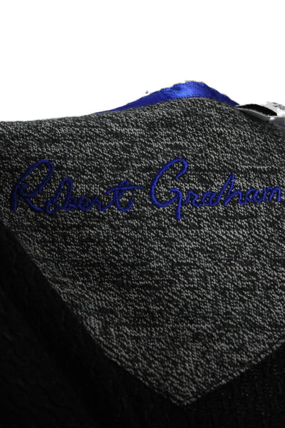 Robert Graham Men Full Zip High Neck Black Sweater Longsleeve Cotton Size M
