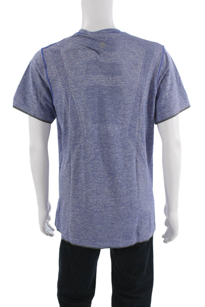 Lululemon Mens Blue Short Sleeve Crew Neck Polyester Nylon Blend T-Shirt Size M