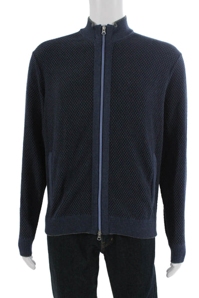 Robert Graham Mens Full Zip Cardigan Dark Blue High Neck Size M