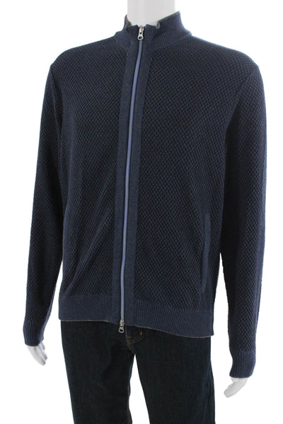 Robert Graham Mens Full Zip Cardigan Dark Blue High Neck Size M