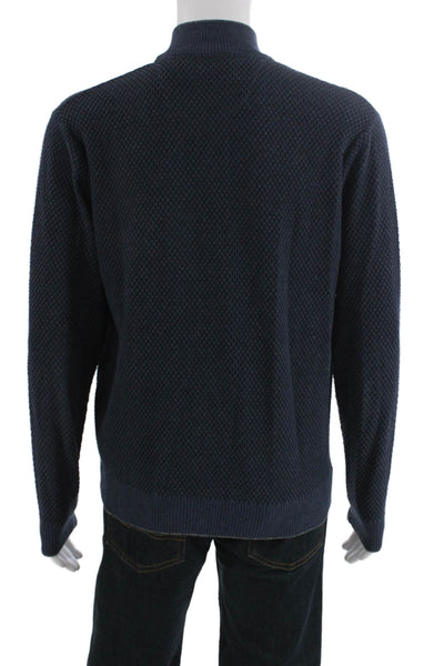 Robert Graham Mens Full Zip Cardigan Dark Blue High Neck Size M