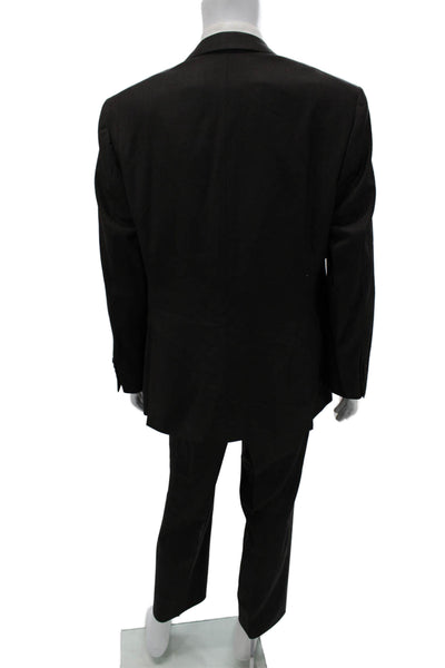 Tallia Mens 2 Piece Black 100% Wool Suit Button Collared Size 46