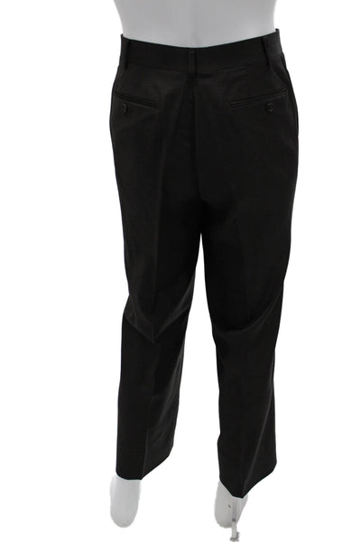 Tallia Mens 2 Piece Black 100% Wool Suit Button Collared Size 46
