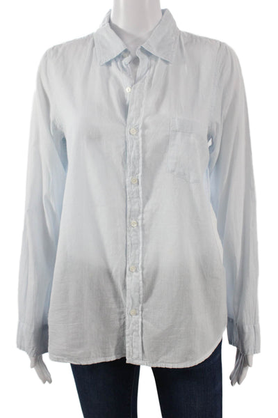 Sundry Women Collared Light Blue Cotton Long Sleeve Button-Up Top Size 2