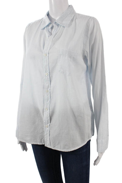 Sundry Women Collared Light Blue Cotton Long Sleeve Button-Up Top Size 2