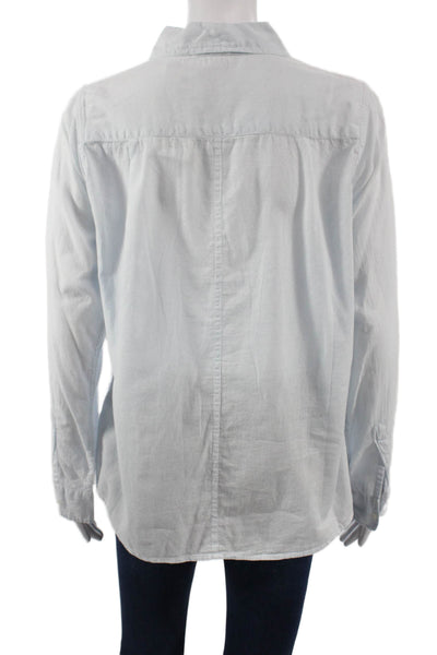 Sundry Women Collared Light Blue Cotton Long Sleeve Button-Up Top Size 2