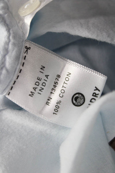 Sundry Women Collared Light Blue Cotton Long Sleeve Button-Up Top Size 2