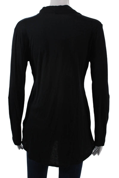 Splendid Women Tunic Blouse Black Collared Long Sleeve Rayon Size S