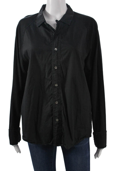 Standard James Perse Womens Black Cotton Long Sleeve Button-Up Size 1