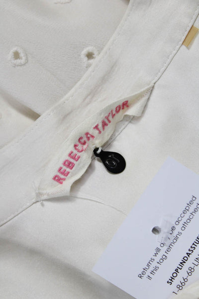 Rebecca Taylor Women Bohemian White Silk Polka Dot Long Sleeve Blouse Size 10