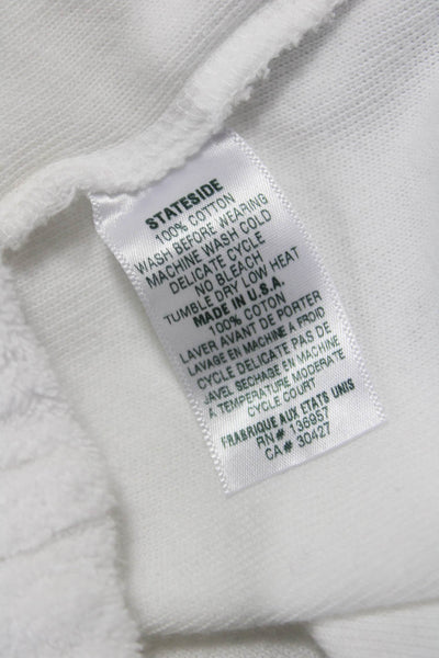 Stateside Women Basic White Polo Cotton Collared Short Sleeve Size S