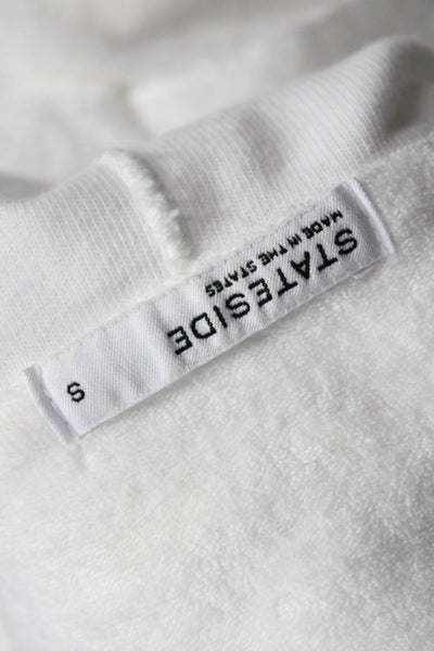 Stateside Women Basic White Polo Cotton Collared Short Sleeve Size S