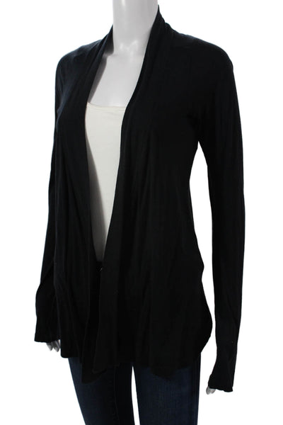 Splendid Womens Basic Black Sweater Long Sleeve Supima Cotton Modal Size S