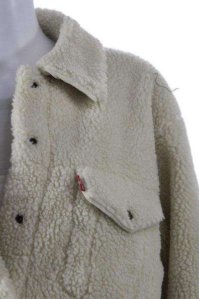 Levi Strauss & Co Women Beige Collared Snap Jacket Solid Size L