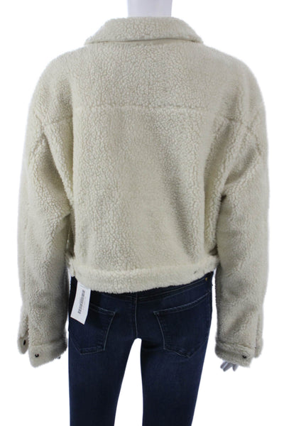 Levi Strauss & Co Women Beige Collared Snap Jacket Solid Size L