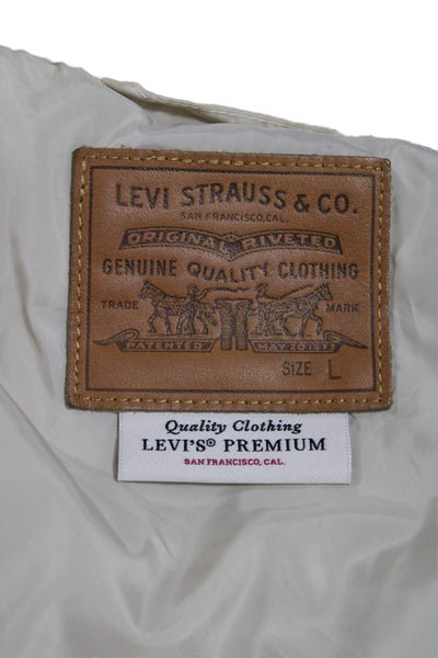 Levi Strauss & Co Women Beige Collared Snap Jacket Solid Size L