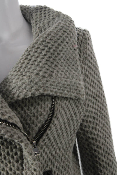 IRO Womens Biker Jacket Gray Wool Collared Zip Size 3