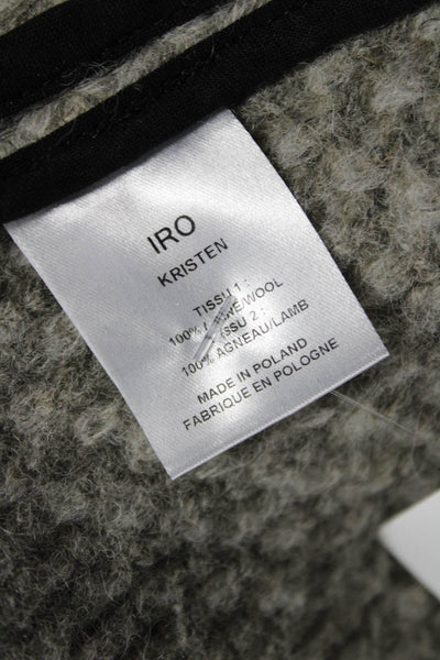 IRO Womens Biker Jacket Gray Wool Collared Zip Size 3