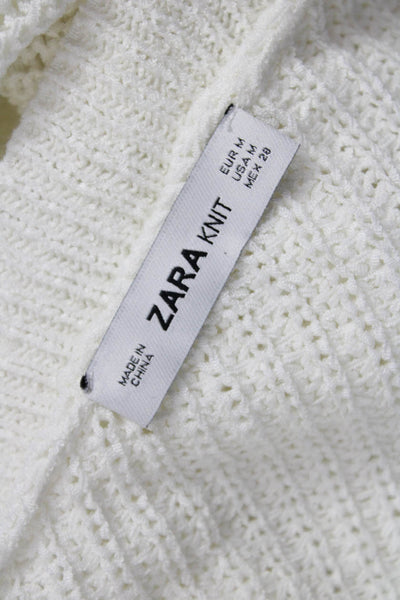Zara Knit Unisex Pullover Sweater White Long Sleeve Size M