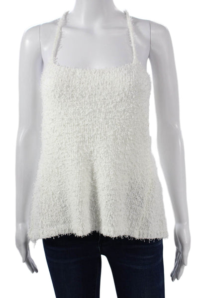 More To Come Womens Camisole White Square Neck Button Polyester Size M