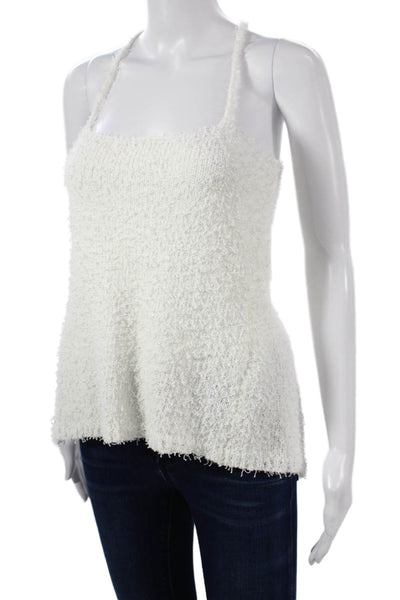 More To Come Womens Camisole White Square Neck Button Polyester Size M