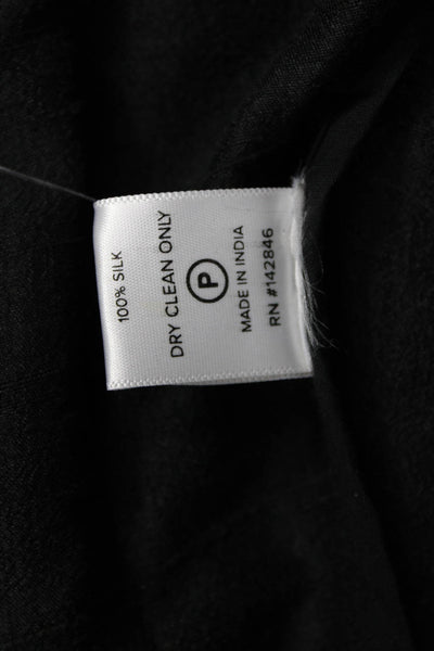 Rhode Womens A-Line Trapeze Swing Dress Black V-Neck Short Sleeve Cotton Size L