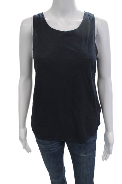 Athleta Women Sleeveless Tank Dark Blue Solid Cotton Blend Size M