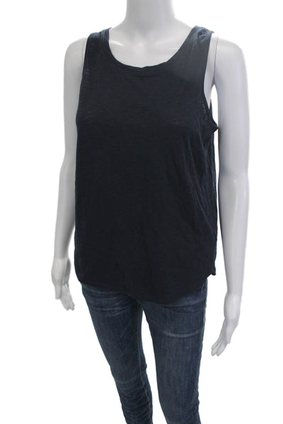 Athleta Women Sleeveless Tank Dark Blue Solid Cotton Blend Size M