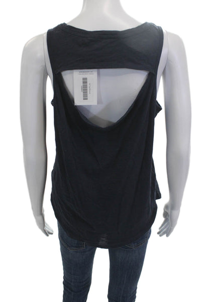 Athleta Women Sleeveless Tank Dark Blue Solid Cotton Blend Size M
