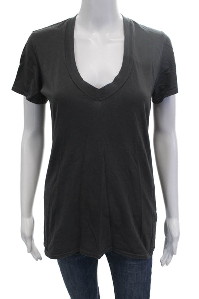 Standard James Perse Women Dark Gray V-Neck Jersey Tee Cotton Size 3