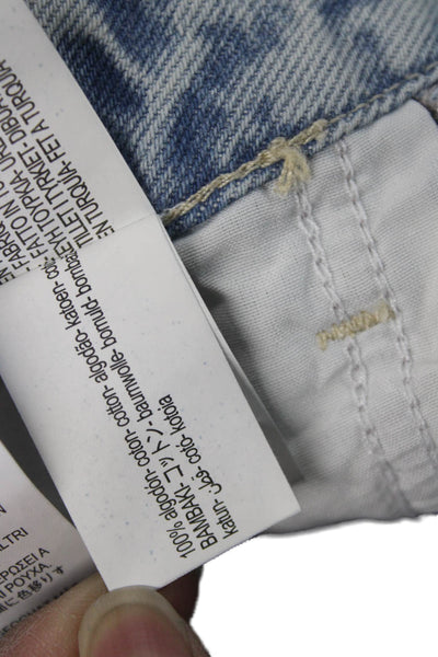 Zara Women Cropped Mom Jeans Light Blue Mid Rise 31in 100% Cotton Size 4