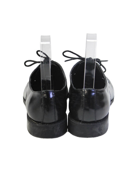 Zara Woman Women;'s Patent Leather Lace Up Oxford Shoes Black Size 7