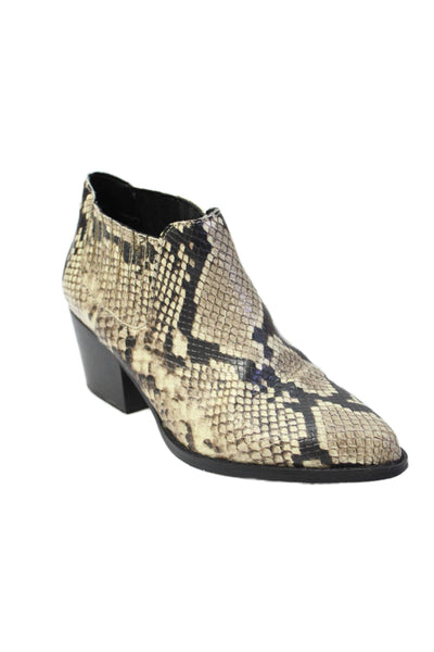ALDO Womens Pointed Toe Block Heel Snake Print Ankle Boots Size 7