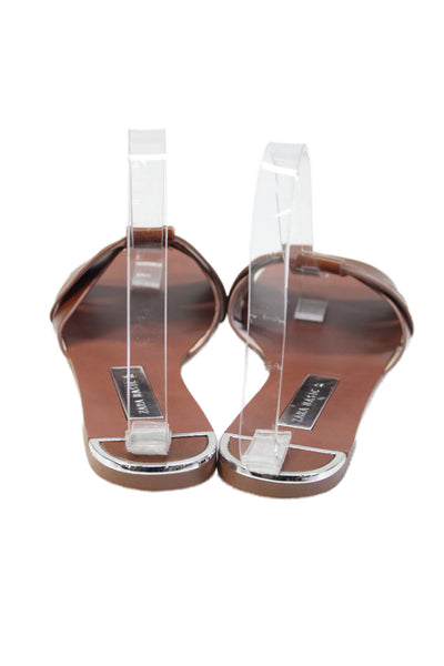 Zara Basic Women's Open Toe Strappy Slides Sandals Brown Size 37