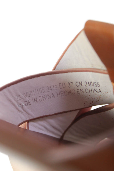 Zara Basic Women's Open Toe Strappy Slides Sandals Brown Size 37