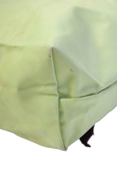 Longchamp Paris Womens Nylon Leather Trim Small Backpack Green