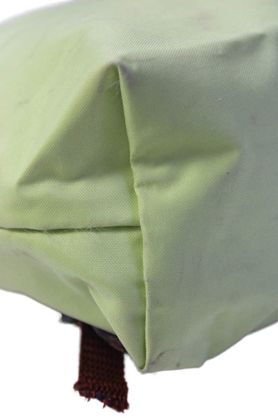 Longchamp Paris Womens Nylon Leather Trim Small Backpack Green
