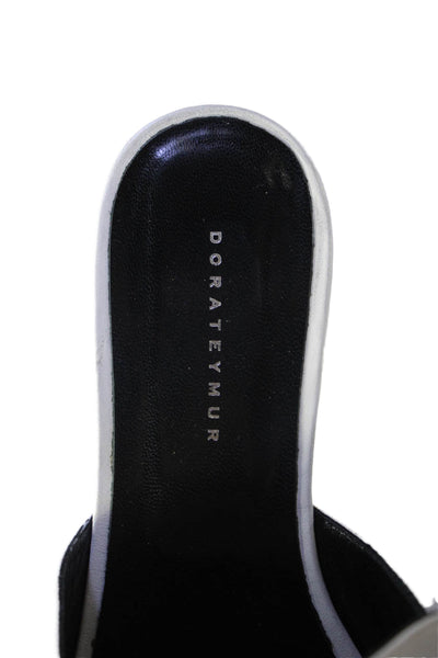 Dorateymur Womens Block Heel Round Toe Leather Mules White Size 39