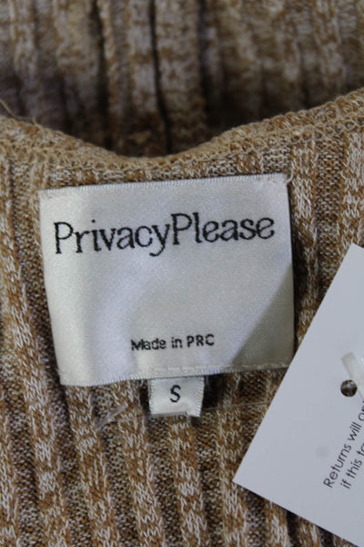 Privacy Please Women Bodysuit Beige Sleeveless Scoop Neck Solid Size S