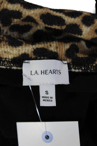 LA Hearts Womens Leopard Print Black Sweatpants Drawstring Size S