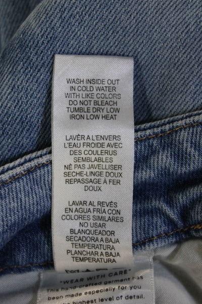 Good American Women Cropped Boyfriend Jeans Blue High Rise Button Size 4