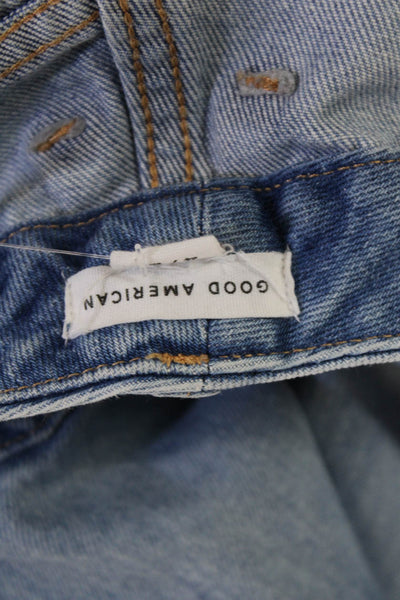 Good American Women Cropped Boyfriend Jeans Blue High Rise Button Size 4