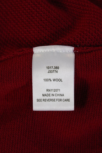 Jigsaw Women Red 100% Wool High Neck Coatigan Long Sleeve Hook & Eye Size XS