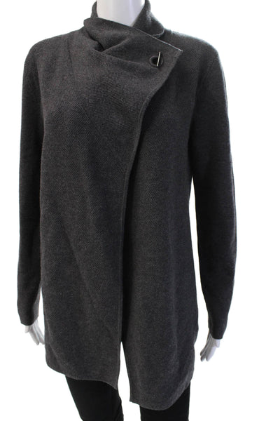 Jigsaw Womens Dark Gray 100% Wool High Neck Long Sleeve Coatigan Size XS