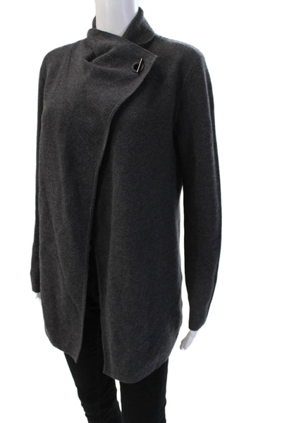 Jigsaw Womens Dark Gray 100% Wool High Neck Long Sleeve Coatigan Size XS