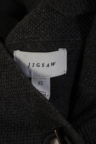 Jigsaw Womens Dark Gray 100% Wool High Neck Long Sleeve Coatigan Size XS