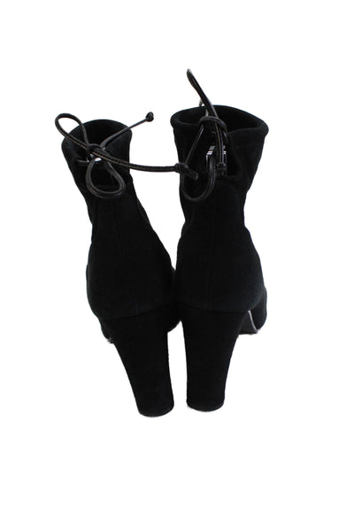 Stuart Weitzman Womens Slip On Block Heel Suede Booties Black Size 9.5