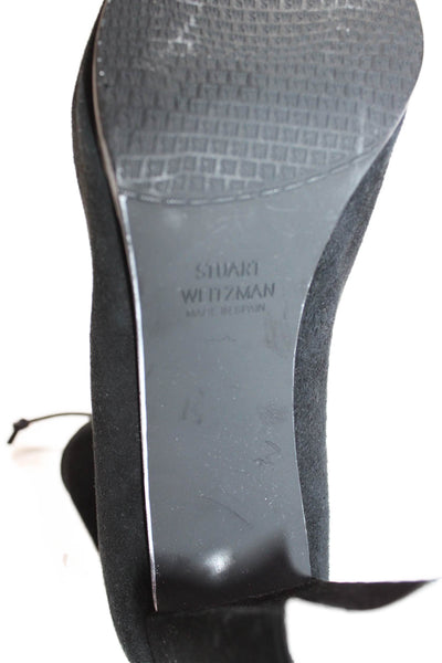 Stuart Weitzman Womens Slip On Block Heel Suede Booties Black Size 9.5